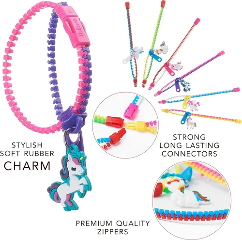 Miniatura 3 de UpBrands Juego de pulseras con cremallera de unicornio a granel, kit para fiesta de cumpleaños de unicornio, bolsas de golosinas y rellenos