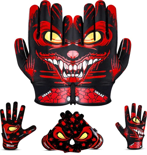 Miniatura 3 de LISAAZ Football Gloves Tacky Sticky Wide Receiver Youth Football Gloves that Locks the Catch to Boost Game Day Breathable no Slip Palm for Kids Boys