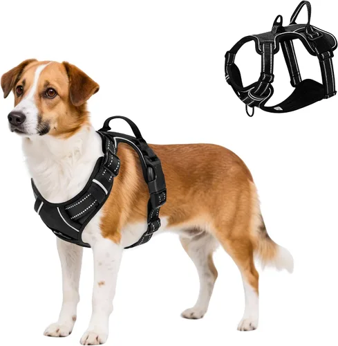 Arnés para perro sin tirones, a prueba de escape, chaleco reflectante ajustable con asa de control, arnés para mascotas sin estrangulamiento para