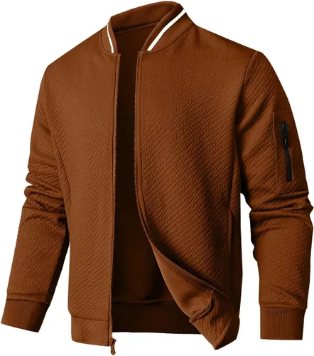 Miniatura 15 de SAVKOOV Chaqueta ligera de ajuste holgado para hombre, chaqueta bomber casual y elegante