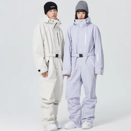 Miniatura 11 de ALSOGO Traje de esquí de una pieza para mujer, overol impermeable con aislamiento para nieve, con cinturón desmontable para deportes de nieve