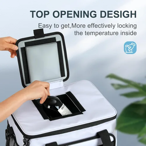 Miniatura 3 de ZAKEEP - Bolsa de enfriamiento suave, 30 latas, enfriador plegable con correas ajustables para el hombro, baúl de hielo blanco para acampar, playa