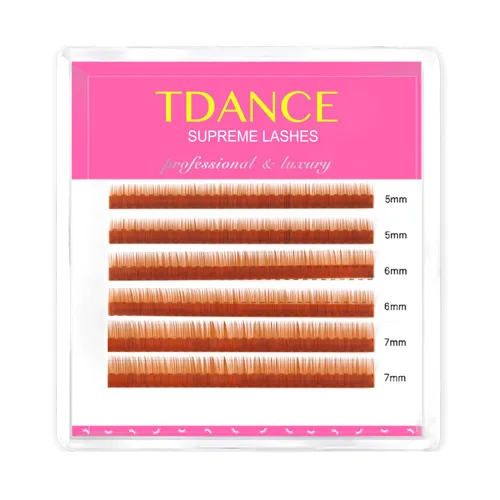 Miniatura 11 de Extensiones de pestañas marrón oscuro TDANCE Extensiones de pestañas de color 0.03/0.05/0.07mm rizo C/D Láseres de pestañas marrón premium para uso