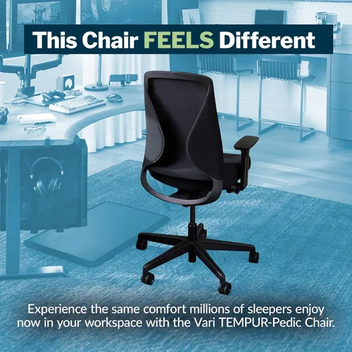 Miniatura 3 de Vari Tempur-Pedic Silla de oficina ergonómica – Silla de escritorio con respaldo de malla con soporte lumbar ajustable, reclinable, profundidad