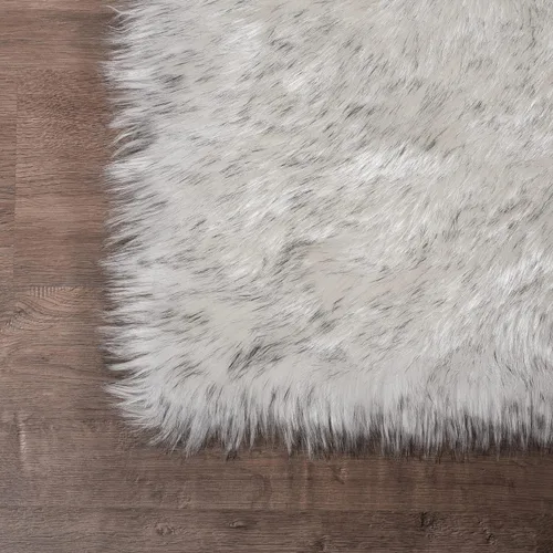 Miniatura 7 de Latepis Alfombra de Área de 6 x 8 Pies Blanca con Puntas Grises Alfombras Shag Grandes Alfombra de Piel Sintética de Oveja para Sala de Estar Blanco