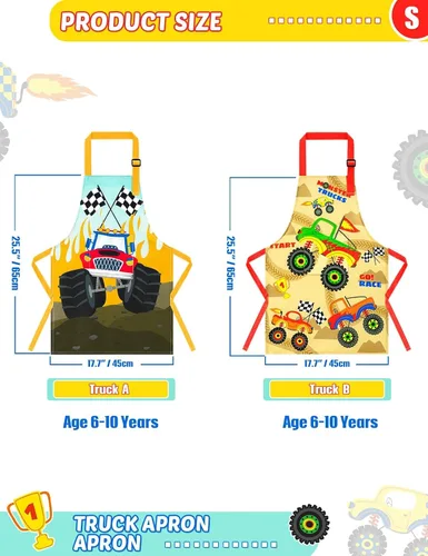 Miniatura 3 de Paquete de 2 delantales para niños pequeños, delantales artísticos para niños pequeños