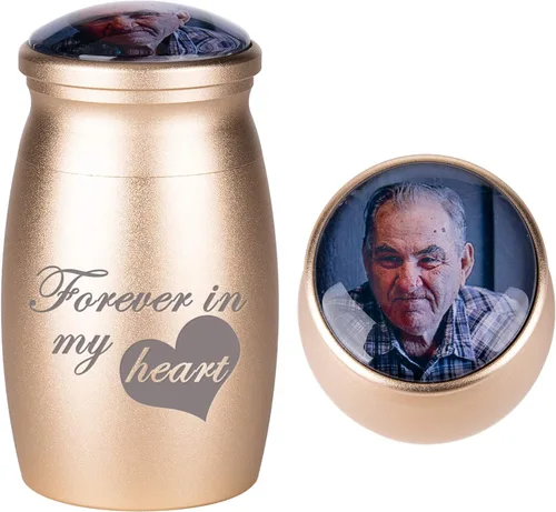 Miniatura 33 de Bivei Urnas pequeñas para cenizas humanas, urna personalizada de recuerdo con foto y texto para hombres y mujeres, mini urnas para adultos