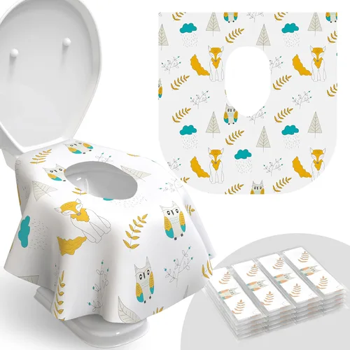 Fundas desechables para asiento de inodoro, paquete de 20, impermeables, ideales para niños y adultos, extra grandes, envueltas individualmente para