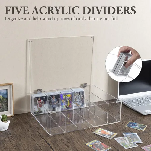 Miniatura 5 de MyGift Caja de almacenamiento de tarjetas coleccionables de 5 compartimentos, funda protectora de acrílico transparente de alta calidad