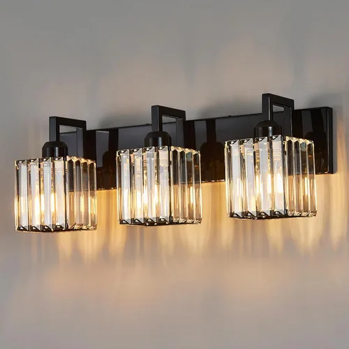 Miniatura 61 de Lámpara de tocador moderna de 2 luces de níquel cepillado, lámpara de tocador de cristal, luz de pared de baño, accesorios de iluminación de baño