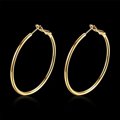 Miniatura 3 de Aretes de aro de oro, aretes redondos chapados en oro de 18 quilates para mujer