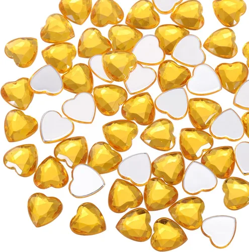 Miniatura 37 de MECCANIXITY 60 calcomanías acrílicas de diamantes de imitación de corazón de 0.315 in con parte trasera plana, gemas de plástico para manualidades