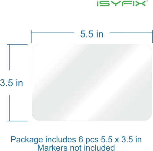 Miniatura 2 de iSYFIX Notas magnéticas de pizarra blanca de borrado en seco, 5.5 x 3.5 pulgadas, paquete de 6, rectangular, pizarra blanca magnética decorativa