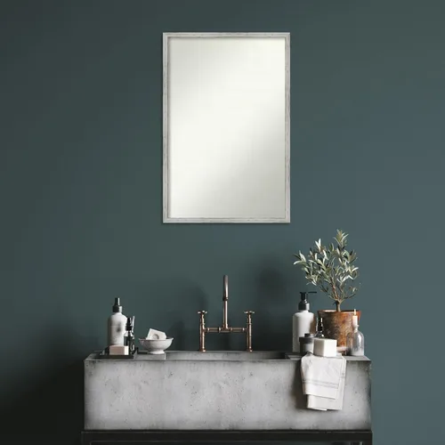 Miniatura 1121 de Amanti Art Espejo de baño blanco para sobre el fregadero, 32 x 45 pulgadas, espejo de tocador rectangular blanco esbelto, marco de madera moderno