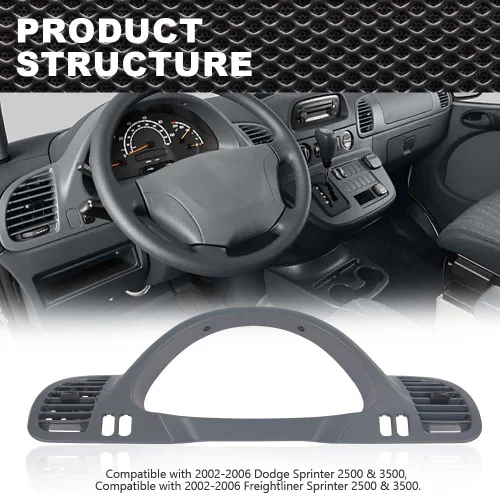 Miniatura 9 de CNNELL Bisel de panel de tablero compatible con Dodge Sprinter 2002-2006 lado izquierdo del conductor con boquilla A/C 5104262AA