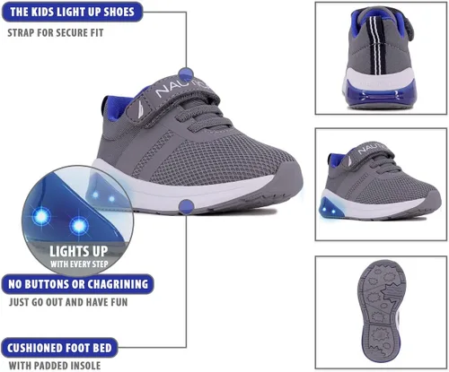 Miniatura 2 de Nautica Tenis deportivos para correr con luz intermitente para niños y niñas, modernos y divertidos para niños y niñas, disponibles en tallas
