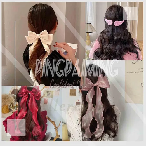 Miniatura 6 de Clip para el cabello con lazo de seda largo vintage, pasador, cinta de malla, clip para la cabeza, accesorios para el cabello para mujer