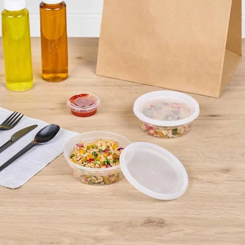Miniatura 4 de Restaurantware -Asporto - Cajas para llevar de 8 onzas, 25 recipientes redondos para sopa para microondas - Tapas de plástico transparente