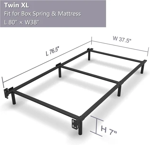 Miniatura 3 de EMODA Base de marco de cama individual XL de 7 pulgadas para somier y colchón, soporte de 7 patas, plataforma de metal resistente sin herramientas