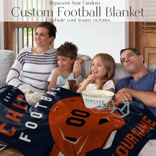 Miniatura 155 de Manta personalizada para fanáticos del fútbol americano – Se envía al día siguiente – Hecha en Estados Unidos – Manta de vellón personalizada