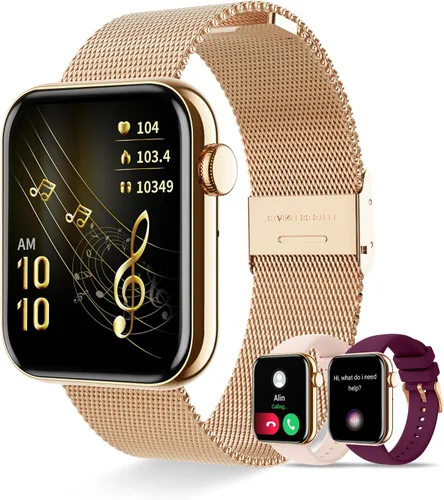 Relojes inteligentes para mujer (respuesta/hacer llamadas) 1.85 pulgadas pantalla táctil reloj de seguimiento de fitness con frecuencia cardíaca