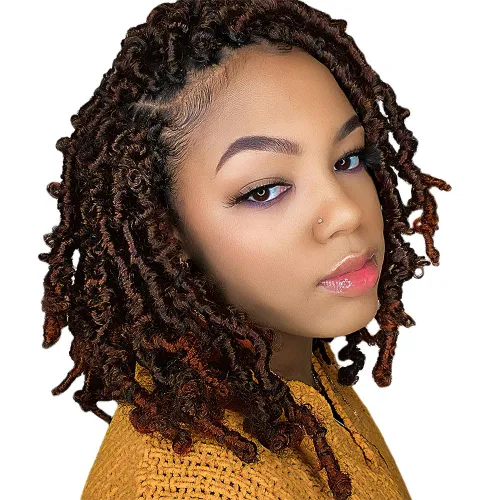 Miniatura 15 de Niseyo 6 paquetes de trenzas de ganchillo suaves de mariposa de 10 pulgadas, hechas a mano, preenlazadas, color negro oscuro, trenzas de mariposa