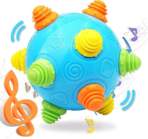 Bumble Ball para bebés, juguetes sensoriales para gatear para niños pequeños, batido de música para bebés preescolar, juguete interactivo para