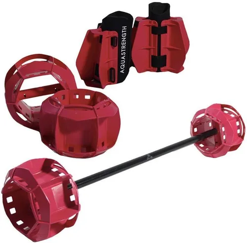 Miniatura 10 de Aquastrength Ultimate Bundle - Equipo funcional para ejercicios de piscina Pesas de agua Barbell, campanas y aletas Enlace a Ejercicios y Azul