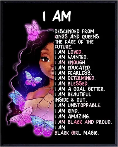 Miniatura 9 de Arte de pared y decoración de niña afroamericana – I Am Black Girl Magic – Arte negro – Afirmaciones positivas inspiradoras – Citas positivas