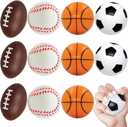 Miniatura 4 de Minipelotas deportivas para juguete de suvenir de fiesta para niños, balón de fútbol, baloncesto, fútbol, béisbol (paquete de 12). Espuma