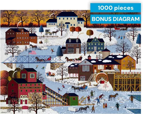 Miniatura 6 de Buffalo Games Charles Wysocki - Rompecabezas de 1000 piezas con escena de invierno festivo, 26.75 x 19.75 pulgadas, a partir de 14 años, póster