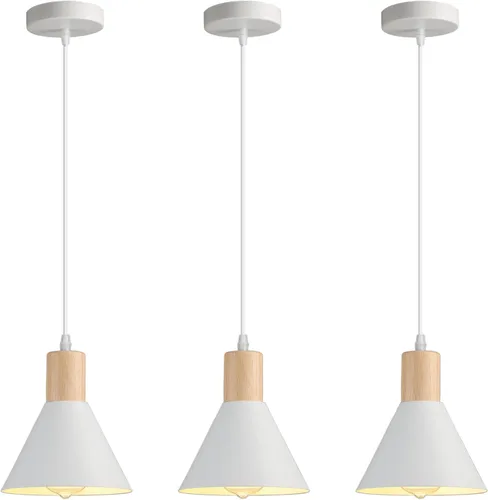 Miniatura 14 de Lámpara colgante moderna, de madera maciza, color negro mate, lámpara colgante de techo, iluminación colgante para cocina, isla, comedor, sala