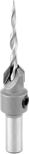 Amana Tool Broca cónica avellanadora con punta de carburo de 82 grados, 55604, 6 tornillos, 3/8 de diámetro x 9/64 de diámetro x vástago redondo de