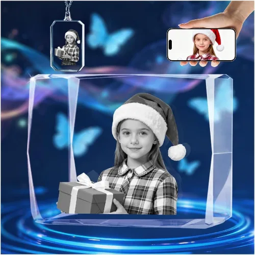 Miniatura 12 de Marco de fotos de cristal 3D personalizado grabado grabado personalizado impresiones de fotos de vidrio regalos de Navidad cubos de fotos gran
