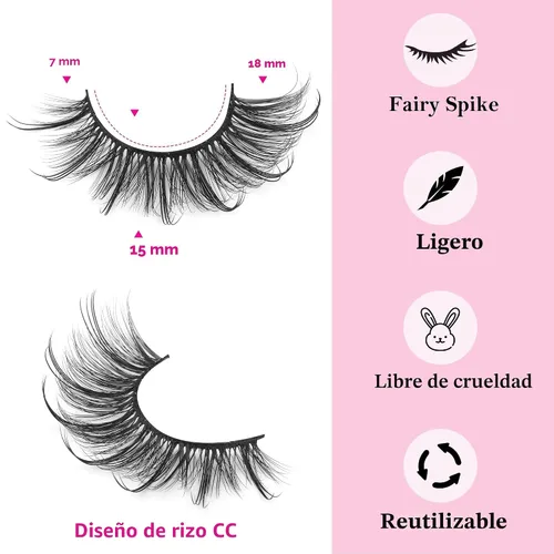 Miniatura 3 de Geeneiya Pestañas Wispy de Visón Natural Pestañas Postizas con Aspecto de Picos Extensiones de Pestañas Aspecto Esponjoso Pestañas Postizas de 18mm
