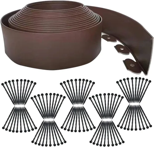 Miniatura 10 de Bordes de jardín de 1.5 pulgadas x 98 pies, bordes de paisaje negro con 150 estacas de plástico, valla flexible de bricolaje para paisajismo, cama