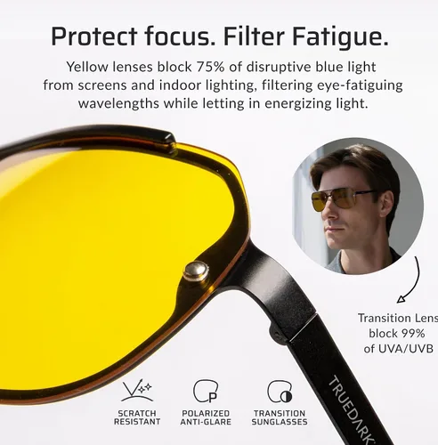 Miniatura 3 de TrueDark by Dave Asprey Daylights Yellow Lenses Block 75% of Blue Light for Heavy Daytime Screen Use