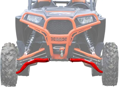 SuperATV Brazos en A de alta distancia para Polaris RZR XP 1000 / XP 4 1000 2014-2023 | Rojo | Brazos inferiores ajustables | Espacio libre del