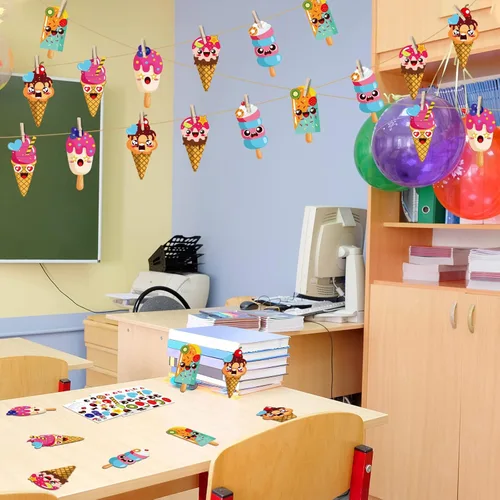 Miniatura 4 de 30 Paquetes de Kits de Manualidades de Helado de Verano para Niños Dulces Conjunto de Manualidades de Arte con Calcomanías DIY para Educación