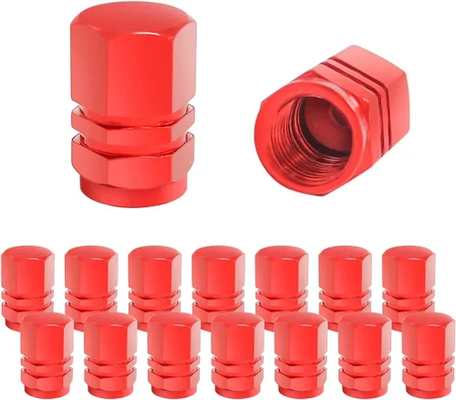 16 PIEZAS Tapas de Vástago de Válvula de Neumático de Auto, Tapas/Cubiertas de Válvula de Neumático de Rueda de Auto Impermeables y Herméticas Rojo