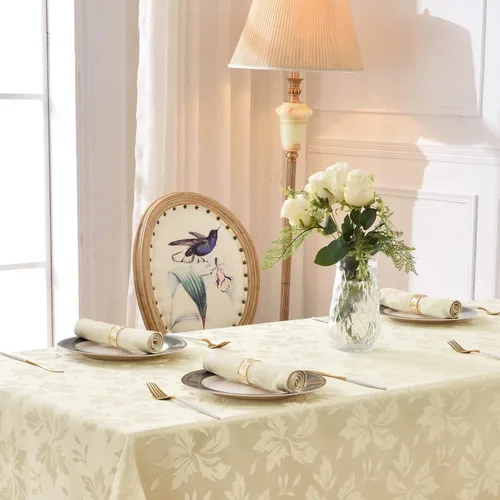 Miniatura 5 de Romanstile Mantel rectangular de jacquard de primavera, impermeable, diseño floral de damasco, manteles decorativos de tela pesada para cenas