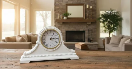 Miniatura 8 de Relojes de Repisa, Funcionan con Baterías, Reloj de Mesa de Madera Silencioso con Campanadas Westminster a Cada Hora, Reloj de Repisa de Madera