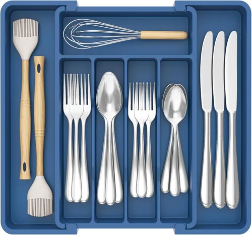 Miniatura 34 de Lifewit Organizador de cajones de cubiertos, bandeja expandible para utensilios de cocina, soporte para vajilla y cubiertos libre de BPA