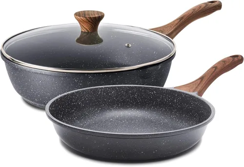 SENSARTE Sartenes antiadherentes con revestimiento de granito suizo, sartenes para tortilla, juego de ollas de cocina saludables para chef, libres
