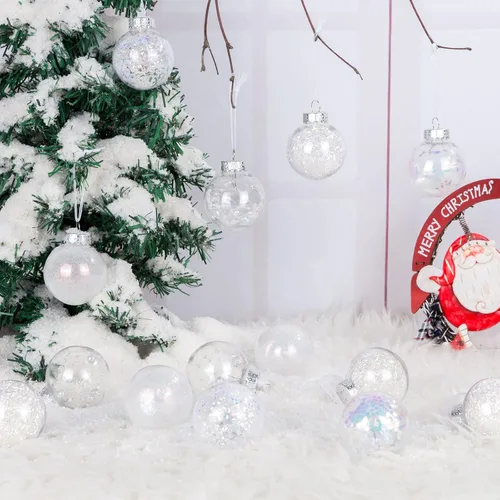 Miniatura 6 de 24 unidades - Adornos de bolas de Navidad de plástico transparente inastillable colgantes con bolas delicadas decorativas