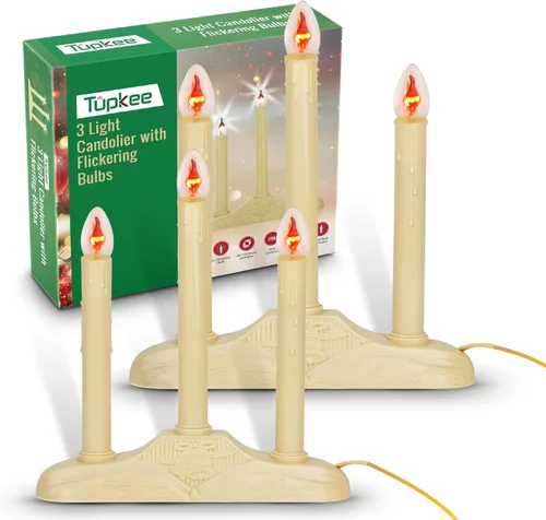 Miniatura 9 de Velas Candolier de Navidad para Ventana Tupkee – con Bombilla Parpadeante – Única para Interior - Vela Eléctrica Sin Llama para Ventana Candelabro 1