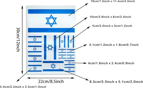 Miniatura 2 de CANTENDO Paquete de 3 calcomanías de bandera de Israel, calcomanías reflectantes de vinilo para automóvil, calcomanías impermeables para parachoques