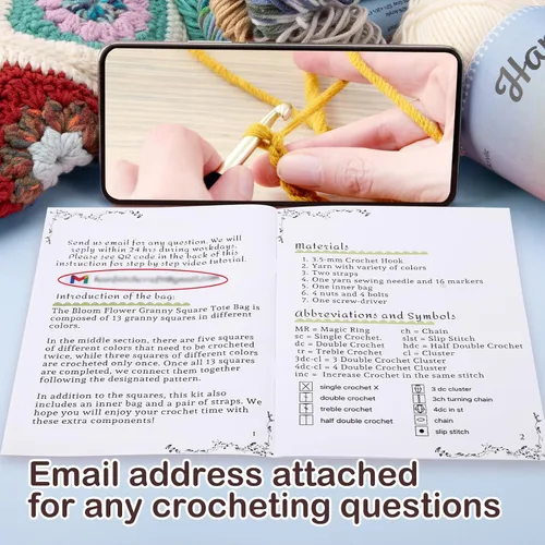 Miniatura 6 de Kit de ganchillo Hanfetch para avanzados o principiantes intermedios, video tutorial paso a paso e instrucciones detalladas. Suministros