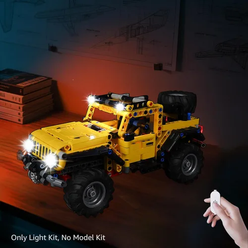 Miniatura 6 de Kyglaring Kit de luz LED compatible con bloques de construcción Lego Jeep Wrangler Technic 42122, control táctil mejorado y atenuación, solo luces