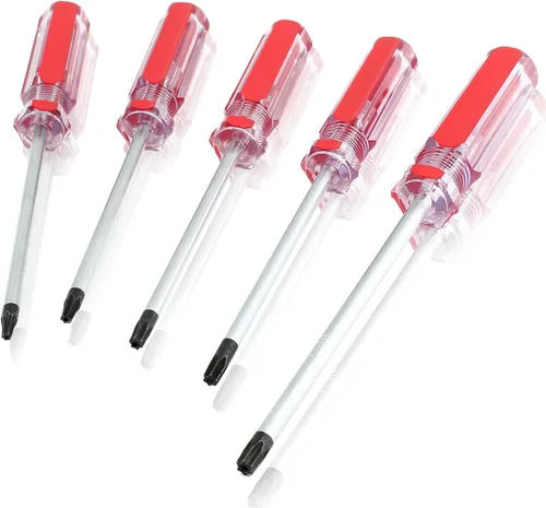 Bonsicoky Juego de 5 piezas de destornilladores de seguridad Torx con punta magnética y empuñadura de plástico, destornillador Torx para reparación